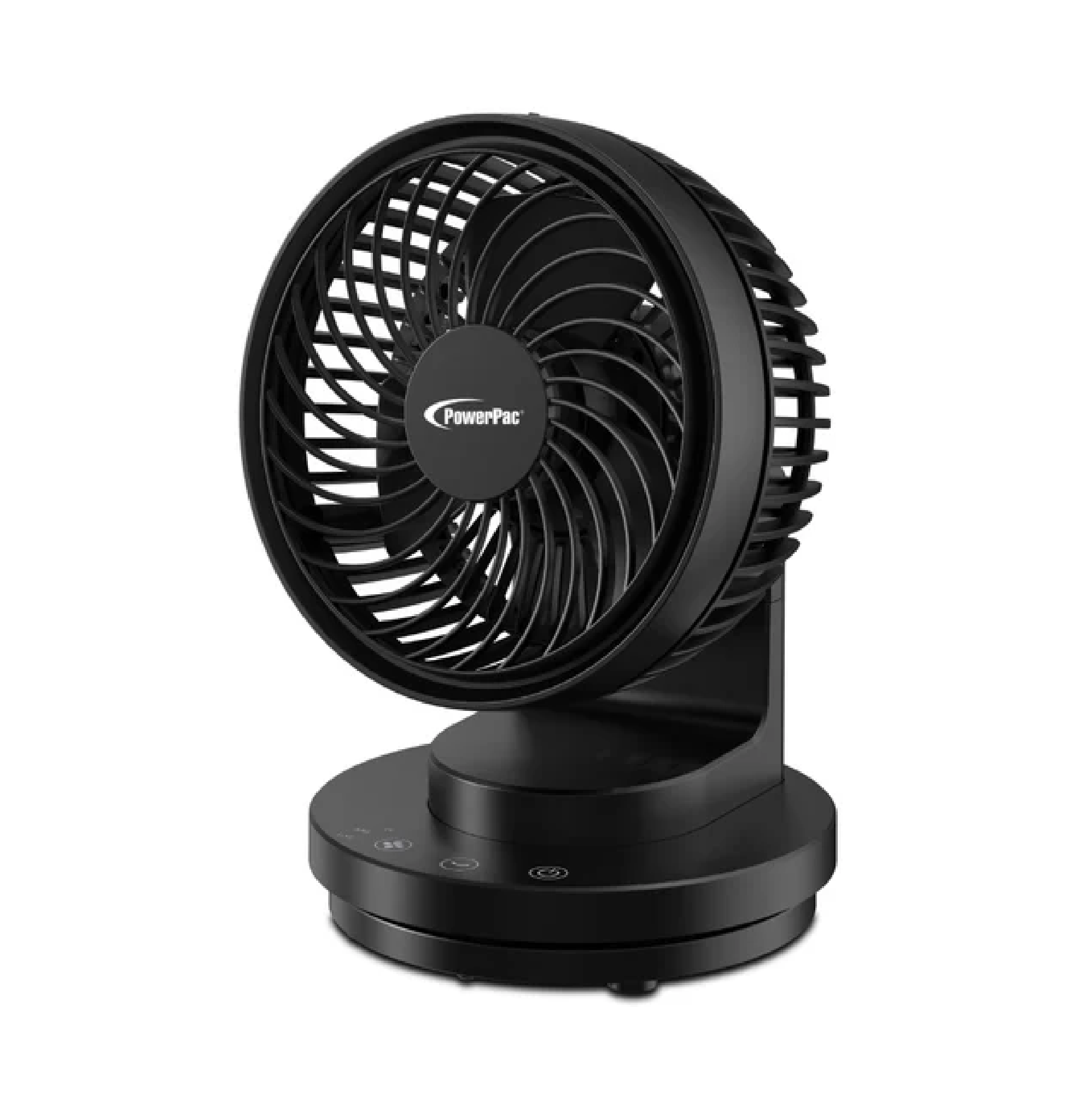 PowerPac USB Desk Fan With 3-SPEED Setting And Oscillation BLACK